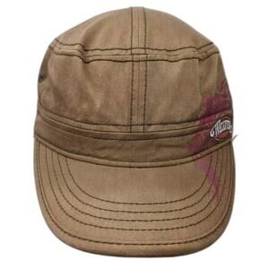 Weaver Leather Army Cap Brown Pink Hat OS Strapback Adjustable Embroidered